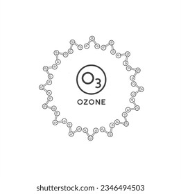 illustration of ozone, o3 molecule, vector art.