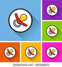 Illustration of pacifier icons with long shadow