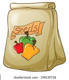 Illustration of a pack of bell pepper seeds on a white background