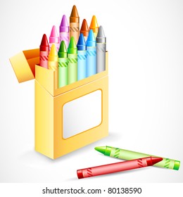 illustration of pack full of colorful crayon color