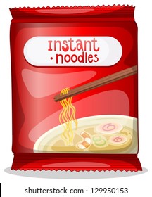 Illustration of a pack of an instant noodles on a white background