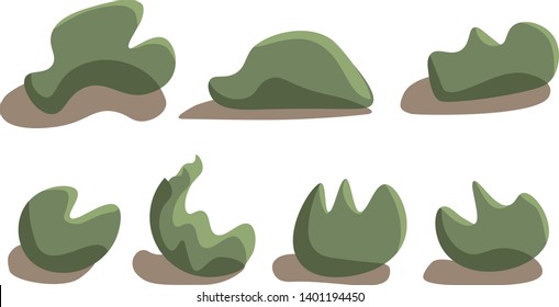 Illustration pack of simple bushes with some shadows.