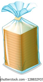 Illustration of a pack of sliced bread on a white background