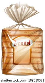 Illustration of a pack of sliced bread on a white background