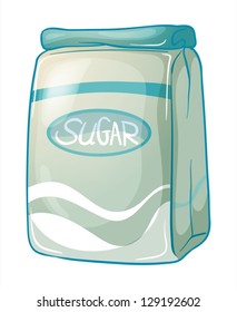 Illustration of a pack of sugar on a white background
