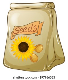 Illustration of a pack of sunflower seeds on a white background