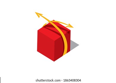 eine Illustration eines Pakets , könnte verpackt werden, indem man ein Paket verpackt oder transportiert. könnte als Logo für Logistikfabrik verwendet werden 