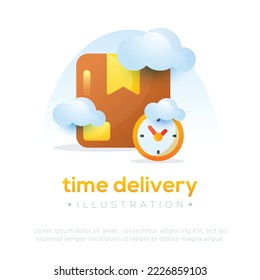 Tiempo de entrega del paquete de ilustración. Paquete de entrega de tiempo