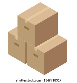 Illustration of packed cardboard | Isometric | Vector Carton illustration