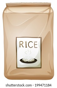 Illustration of a packet of rice on a white background