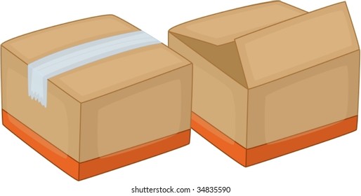 illustration of packing boxes on white