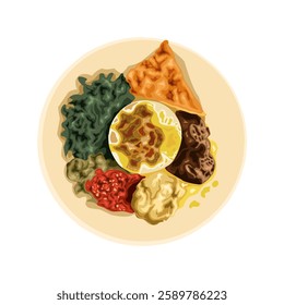 illustration of Padang cuisine, typical Indonesian food 