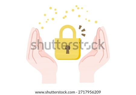 Illustration of a padlock being protected by both hands