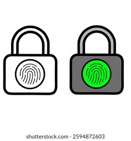Illustration of a padlock with a fingerprint lock