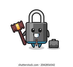 Illustration of padlock mascot as a lawyer , cute style design for t shirt, sticker, logo element