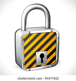 illustration of padlock with striped texture on isolated background