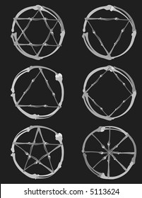 Illustration of Pagan Symbols in a set of design elements, with no gradients.