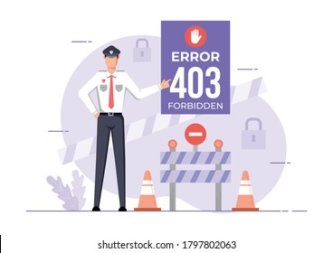 An illustration for page 403 Error forbidden site. Connection error Access Denied. svg