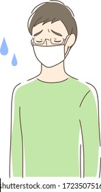 Illustration of a painful man wearing a mask