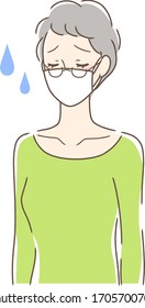 Illustration of a painful woman wearing a mask