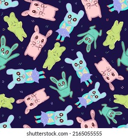 illustration paint Beautiful rabbit funny cute cartoon seamless pattern.