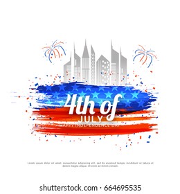 Illustration Of Paint Brush American Flag For 4th Of July Celebration.
