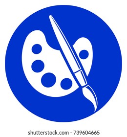 Illustration of paint brush blue circle icon