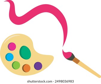 Illustration of paint brush and pastel color pallete suitable for drawing icon