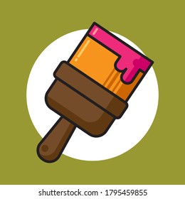 Illustration of paint brush tool. Hand Tool Manual. You can use this image for illustrations on books, brochures, t-shirts, signs, posters, instructions, stickers and various purposes. Flat vector.