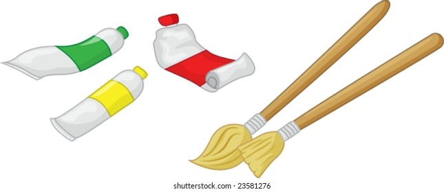 Illustration of paint and brushes