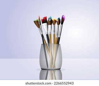 illustration of paint brushes art tools 

isolated
