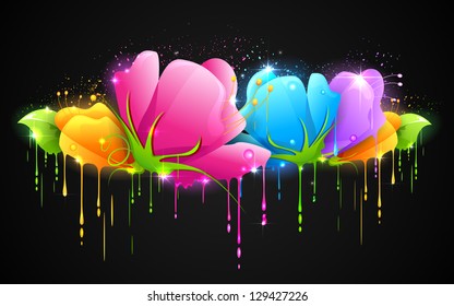 illustration of paint dripping from colorful flower