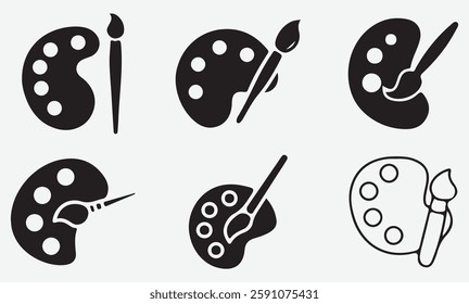 Illustration of a Paint Palette Icon with a Brush Stroke