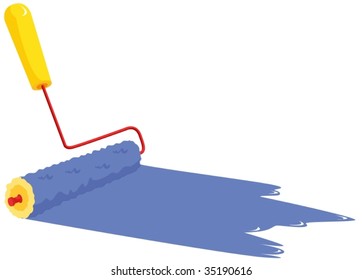 illustration of paint roller on white
