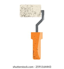 Illustration of paint roller with orange handle. Element for use in design projects, workshops, and educational materials.