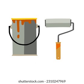 Illustration of paint roller. Tool for repair and construction.isolated on white background