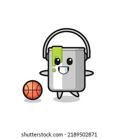 Illustration of paint tin cartoon is playing basketball , cute style design for t shirt, sticker, logo element