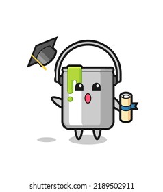 Illustration of paint tin cartoon throwing the hat at graduation , cute style design for t shirt, sticker, logo element