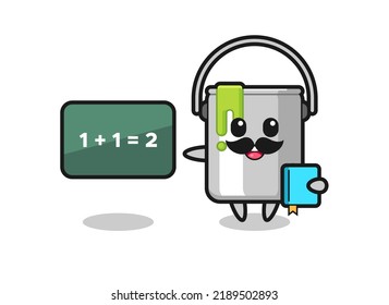 Illustration of paint tin character as a teacher , cute style design for t shirt, sticker, logo element