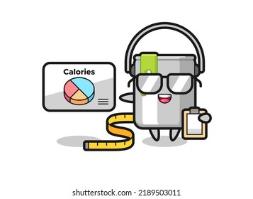 Illustration of paint tin mascot as a dietitian , cute style design for t shirt, sticker, logo element