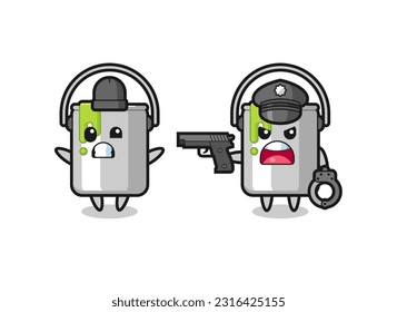 Illustration von Farbzinnrober mit von der Polizei gefangener Handauflage , niedliches Design für T-Shirt, Aufkleber, Logo-Element