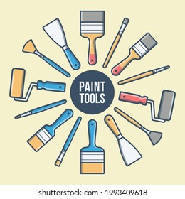 Illustration of Paint Tools Vector Symbol Flat Design