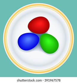 Illustration of the painted easter eggs on plate