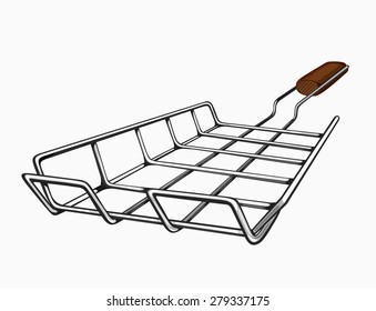Illustration of painted grill for a barbecue. Colored on white background.