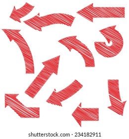 illustration with painted red arrows set on white background