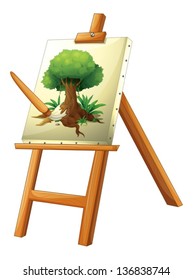 Illustration of a painting of a tree on a white background
