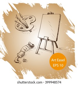 Illustration - paints, a palette of the artist
Art Easel