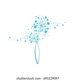 Illustration of Pair Abstract Dandelion Flowers Over White
