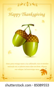 illustration of pair of acron fruit in thanksgiving card