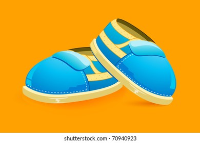 illustration of pair of baby shoes on bright background